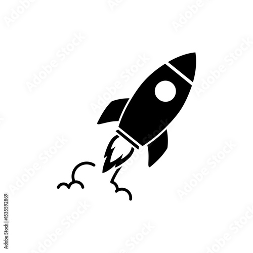 Rocket launching upward with visible trail