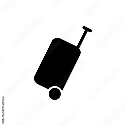 Travel luggage icon with extendable handle and rolling wheels