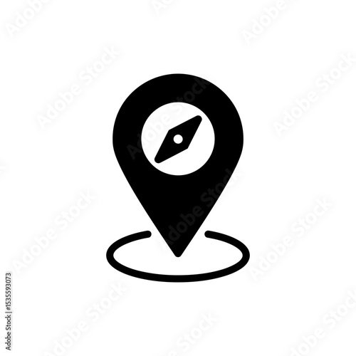 Location arrow with compass tip for navigation and direction