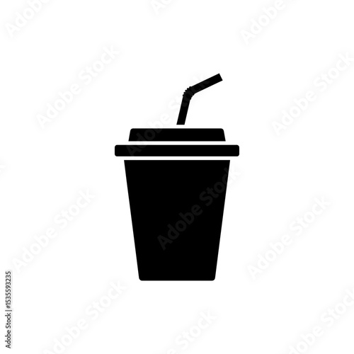 Plastic drink cup with straw icon isolated for fast food concepts