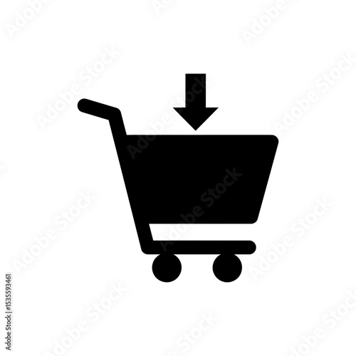 Add to Cart Icon with Arrow and Basket for E-commerce Online Sales