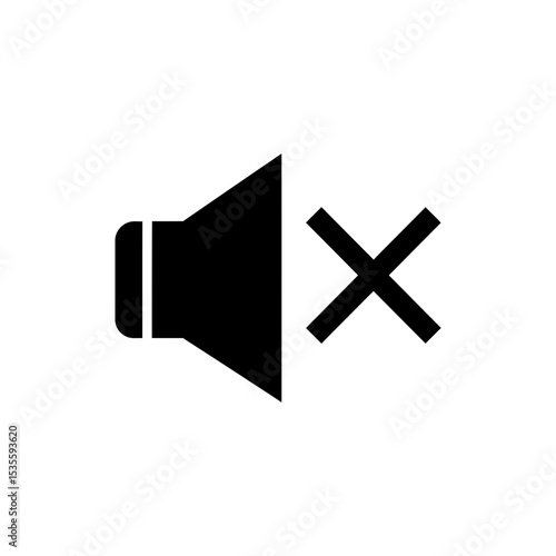 Speaker with Mute Symbol Icon Representing Silent Audio