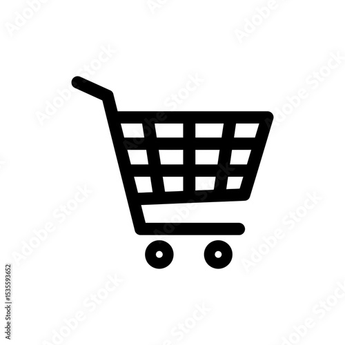 Shopping cart icon with wheels for ecommerce and online retail store