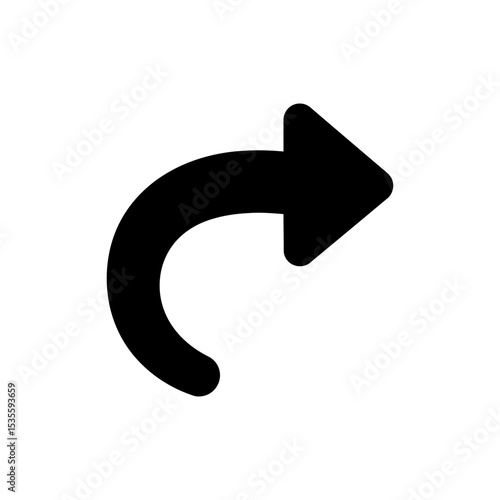 Curved redo arrow icon for repeating actions and forward history