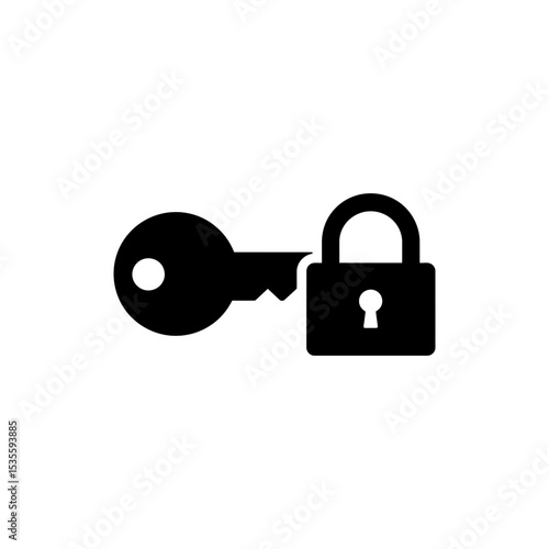 Key with lock overlay icon representing secure access and encryption