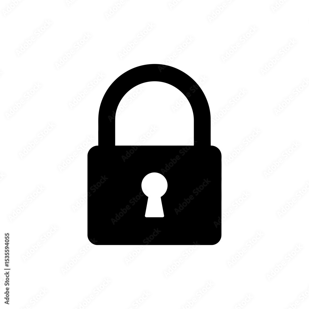 Closed Lock with Shackle Icon Representing Security and Protection Closed Lock with Shackle Icon Representing Security and Protection