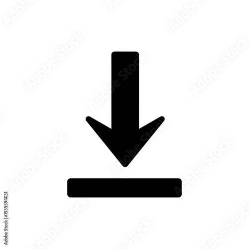 Down arrow with base symbol indicating download or direction down
