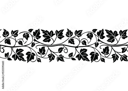 Organic leaf and vine continuous border.

