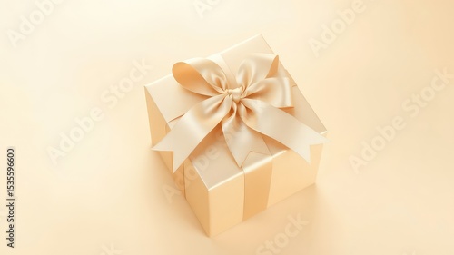 Wallpaper Mural Elegant gift wrapped in a shimmering cream paper and adorned with a luxurious silk ribbon on a soft background Torontodigital.ca