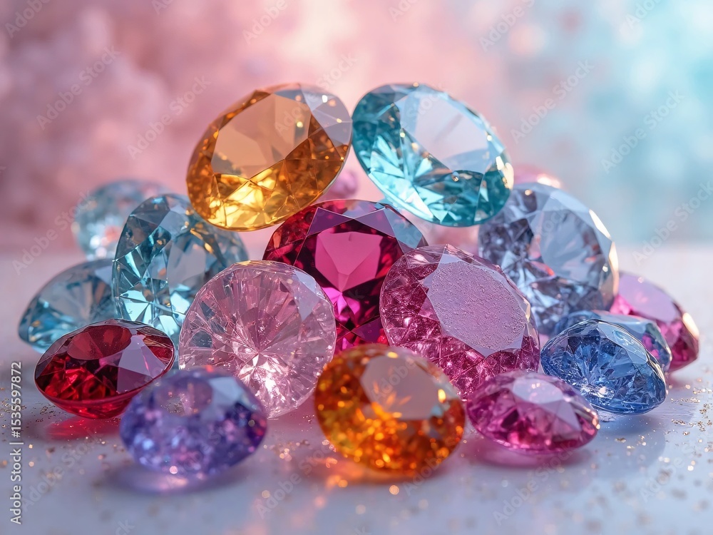 colorful gemstones on white colorful gemstones on white
