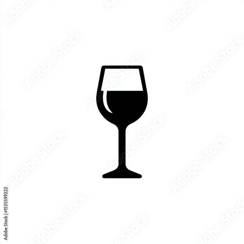 Premium photo of black vector icon of a wine glass on a white background, in a simple minimalistic style. This design concept could be used as a logo, pictogram, or pictorial.