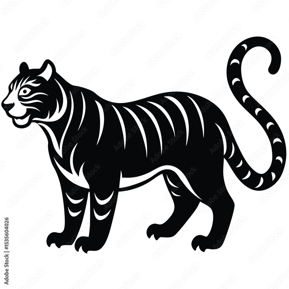Obraz premium Tiger Silhouette Vector Illustration