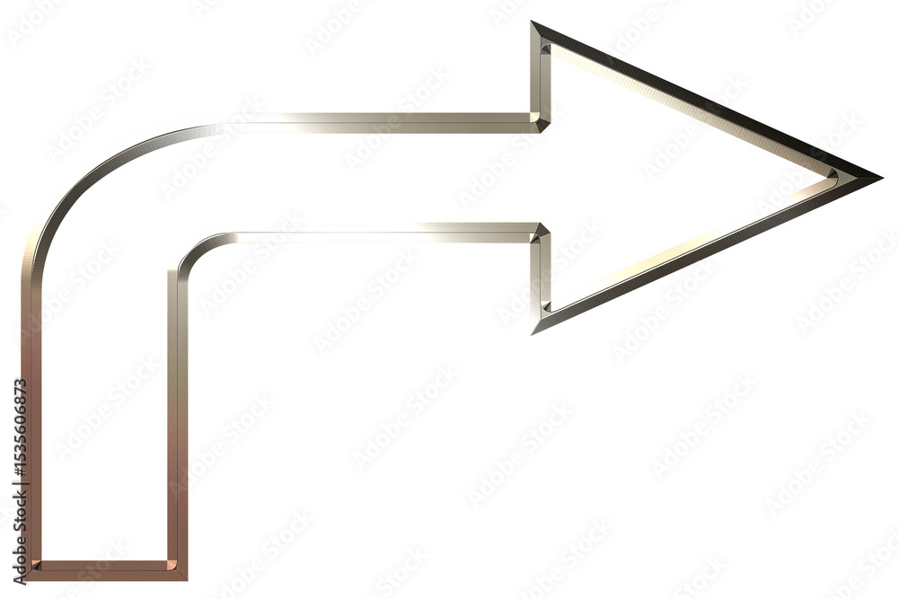 Obraz premium Silver metallic arrow in a custom shape