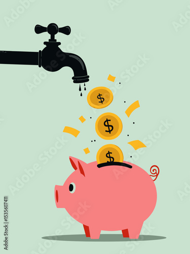  Money leaking, overspending or expense that reducing wealth or saving, fees or debt money loss, bankruptcy or poor
