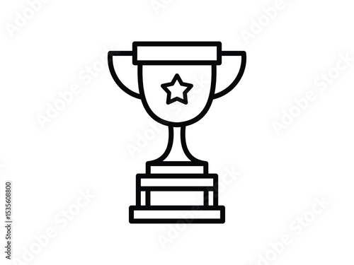 Black Trophy Cup Line Vector