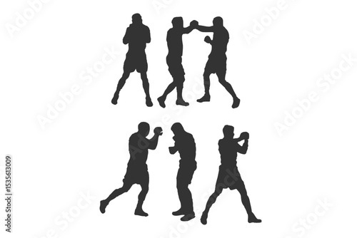 Fighting Stick Figures Icon on Black and White Vector Backgrounds
