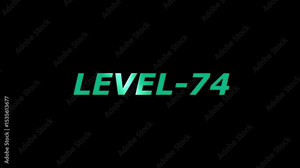 Level 74 text animation with gradient and neon effects against a dark background Level 74 text animation with gradient and neon effects against a dark background