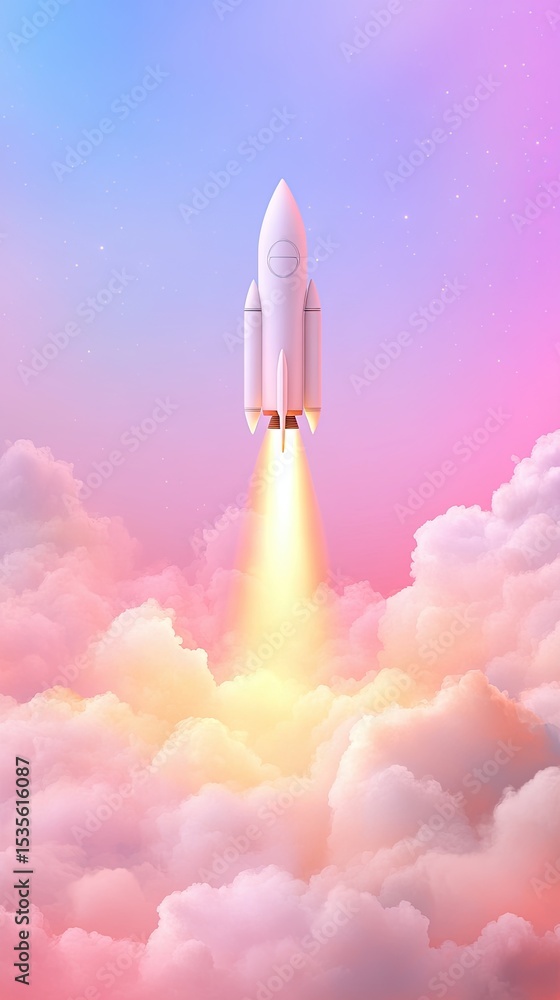 Obraz premium Illustration of rocket and copy space for startup and advertising