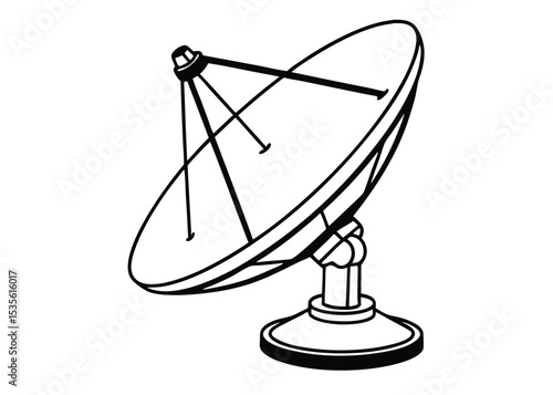 Stylized satellite dish outline.

