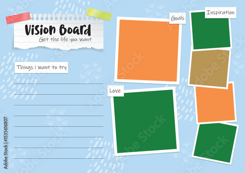 vector photo collage vision board, dream and moodboster 