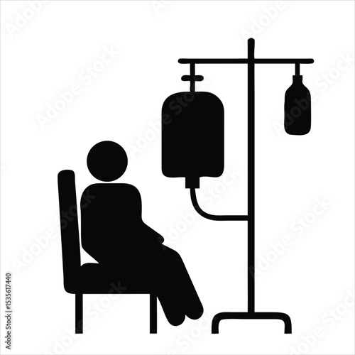 Iv drip infusion patient icon isolated on white background