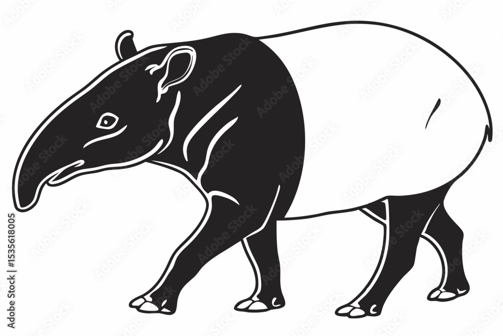 Fototapeta premium tapir sihouette black vector 