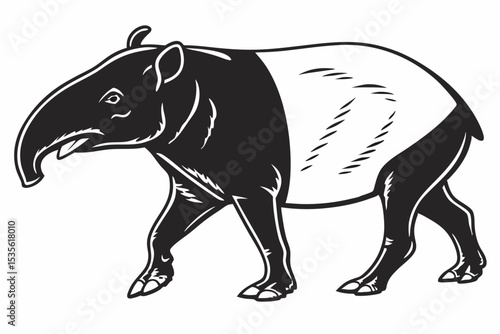 tapir sihouette black vector 