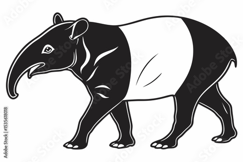 tapir sihouette black vector 
