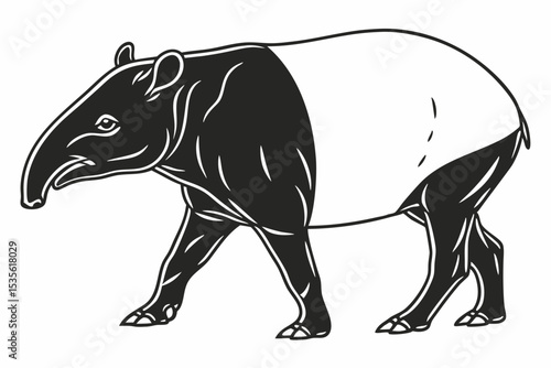 tapir sihouette black vector 