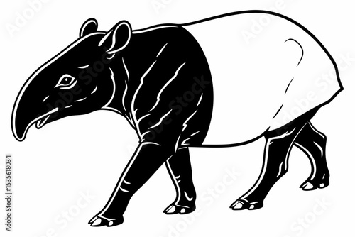 tapir sihouette black vector 