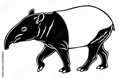tapir sihouette black vector 