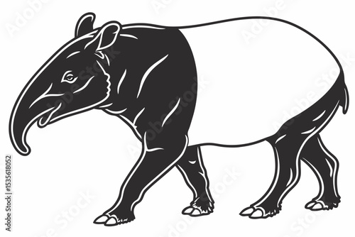 tapir sihouette black vector 