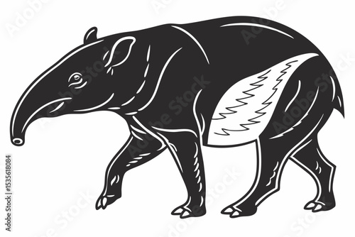 tapir sihouette black vector 