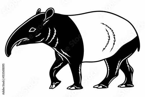 tapir sihouette black vector 