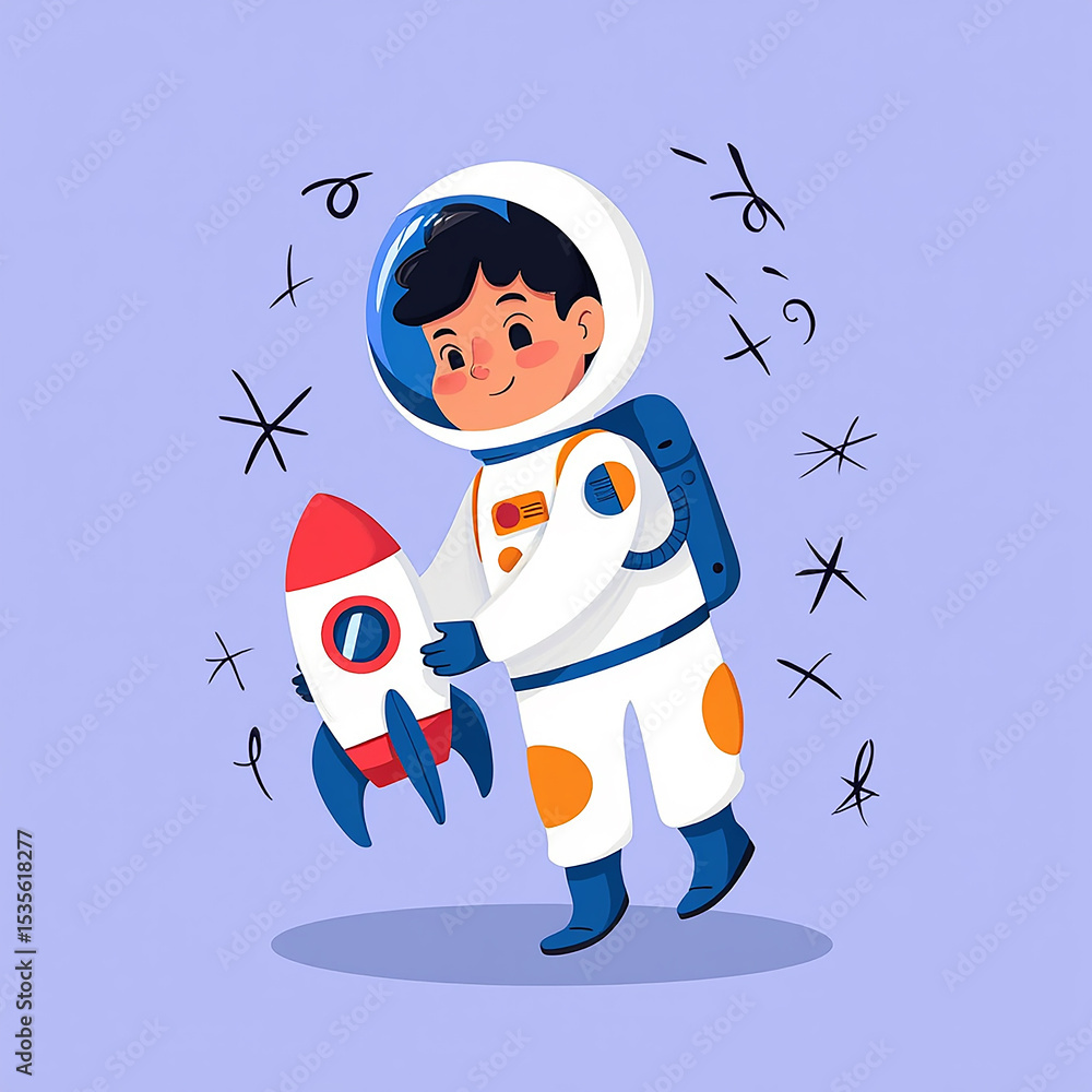 Fototapeta premium Kids in Jobs Costumes – 2D Cartoon Illustration for Educational Use 