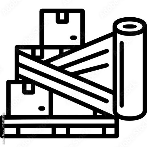 Industrial packaging icon with pallet wrap