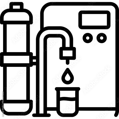 Laboratory water purification system outline icon vector
