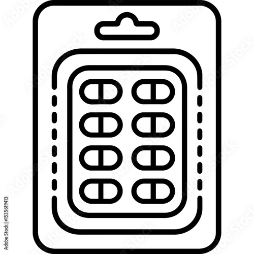 Outline icon of retail blister packaging