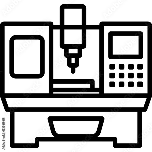 Cnc machine outline icon vector