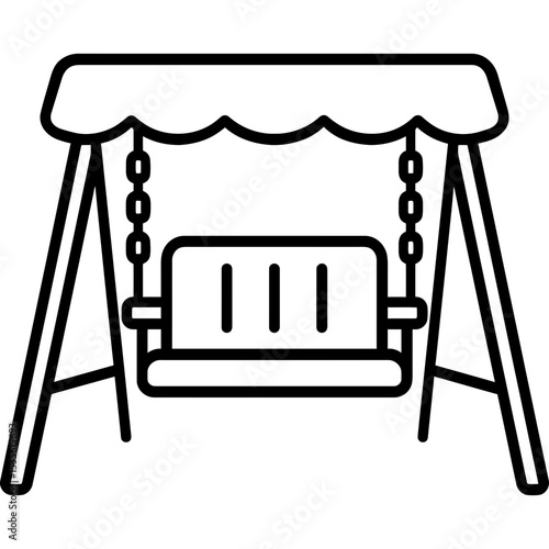 Garden swing seat outline icon vector