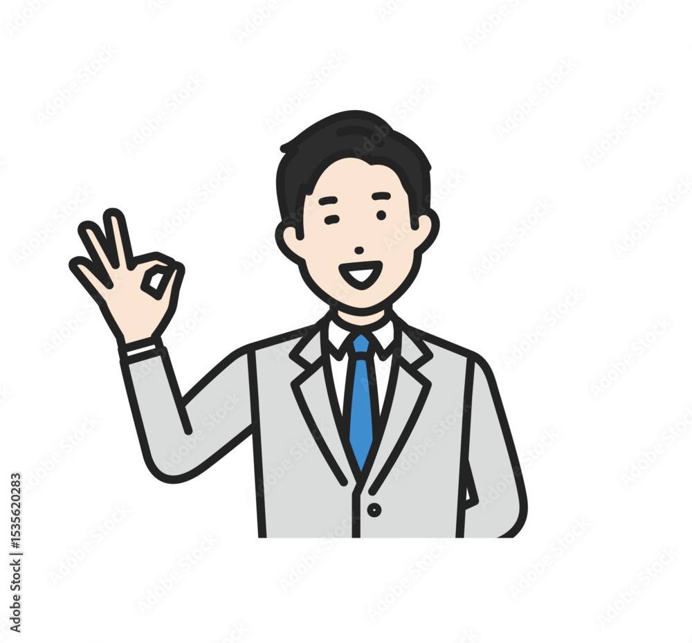 OKサイン,スーツ男性 OKサイン,スーツ男性