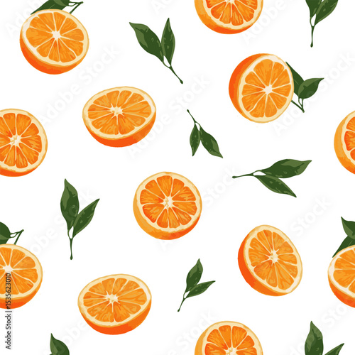 Semaless orange pattern for packages. Oranges vector pattern.