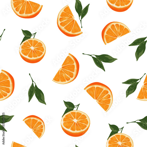 Semaless orange pattern for packages. Oranges vector pattern.