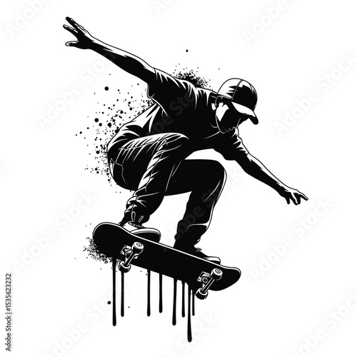 Dynamic Skateboarding Illustration Air, Style, and Motion
