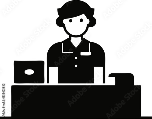 Cashier Silhouette Vector Illustration 