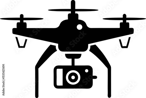 Drone Camera Silhouette Vector Illustration 