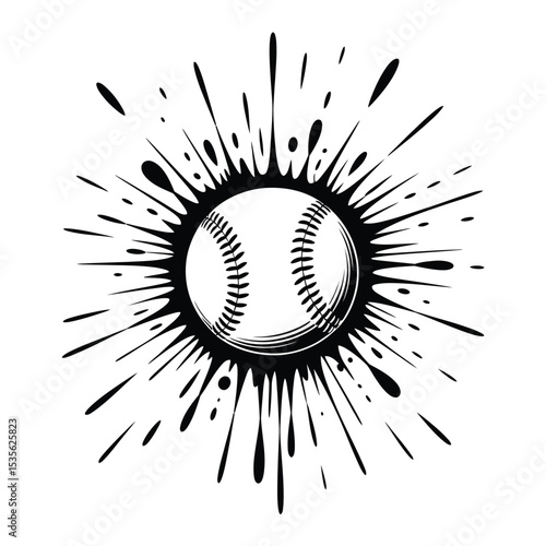 Baseball Burst Dynamic Ink Splatter Graphic