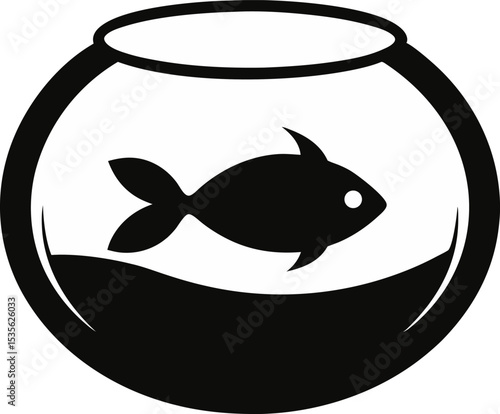 Fishbowl Silhouette Vector Illustration 
