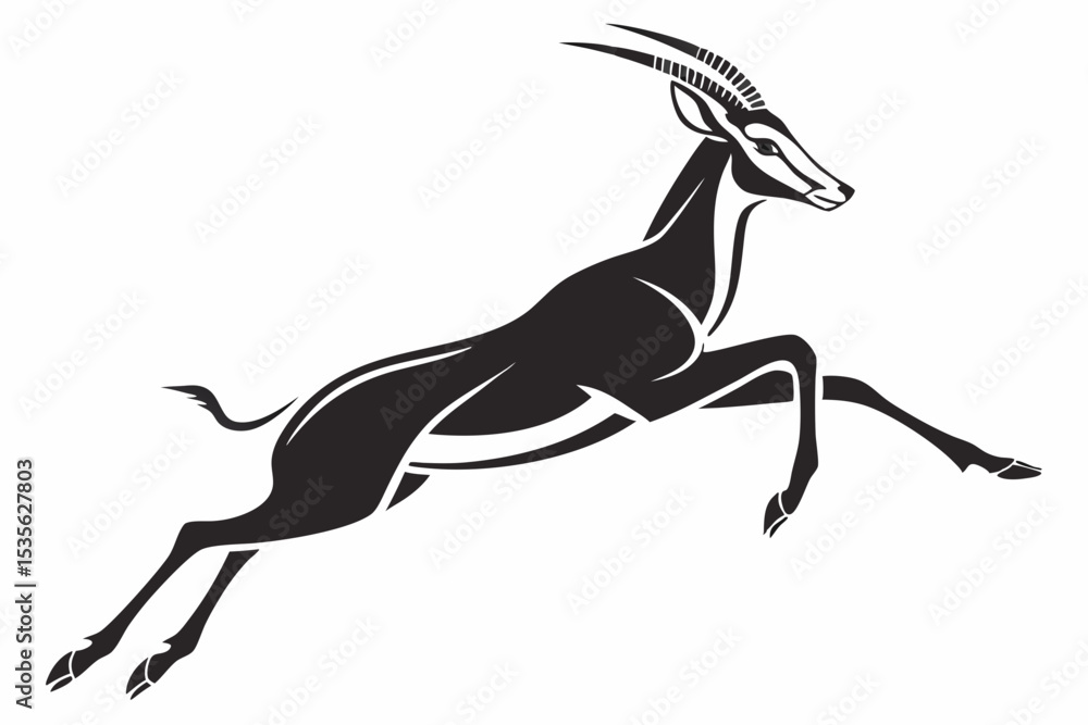 Obraz premium springbok silhoette black vector