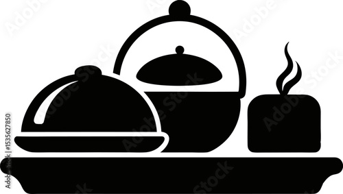 Lunch Tray Silhouette Vector Illustration 